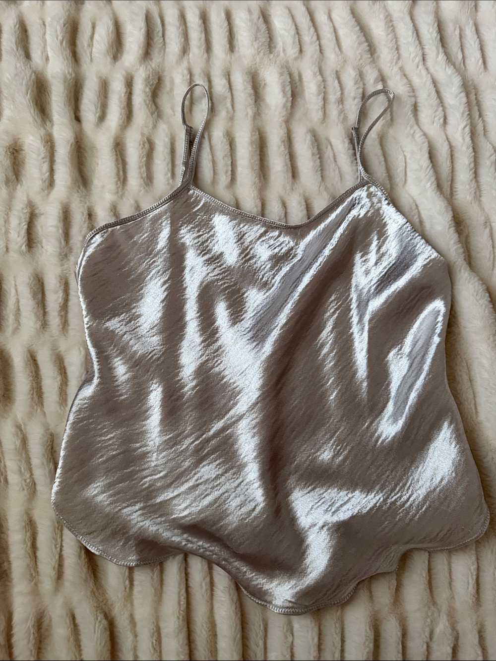 Max Studio Shimmery Silver Satin Camisole